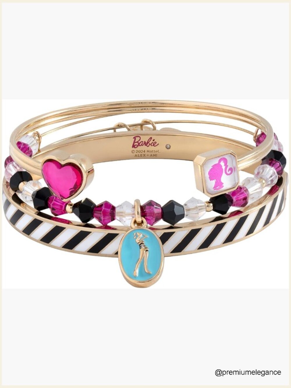 Retro Barbie Charm Bracelet Set of 3 Bangles